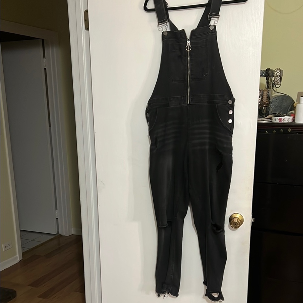 Fashion Nova Black Denim Overalls